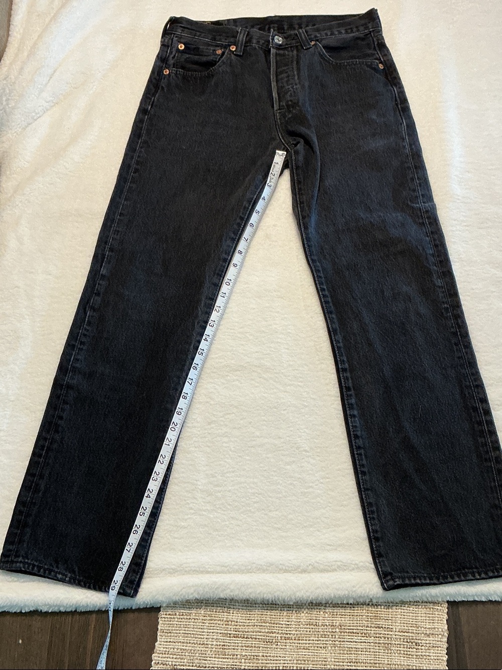 Levi's Black 501 Straight-Leg Jeans with Copper Rivets